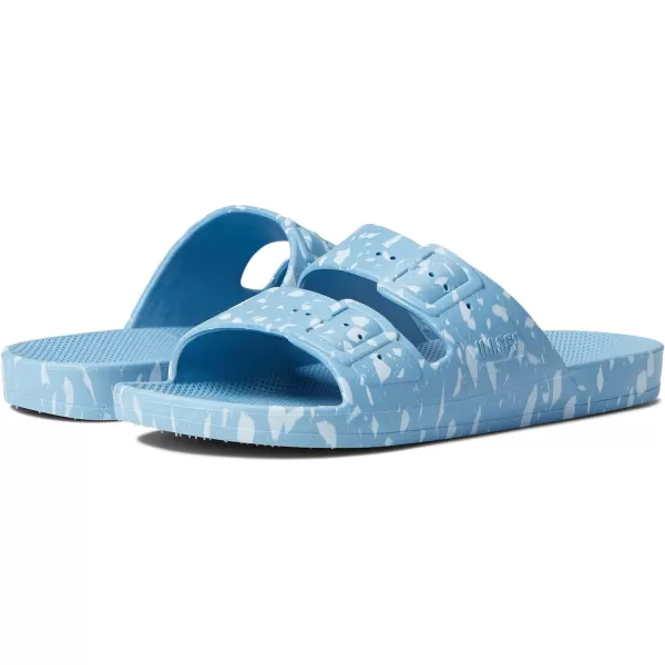 Freedom Moses Womens Moses Two Band SlidesWhite Terrazzolagoon