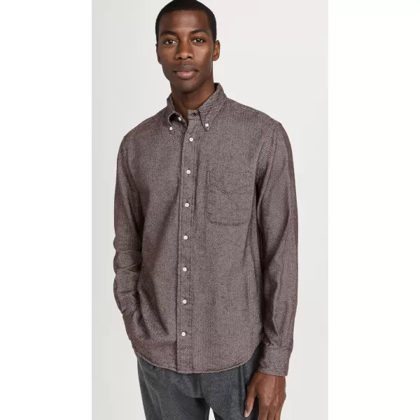 Gitman Vintage Mens Herringbone Cotton Flannel ShirtBrown