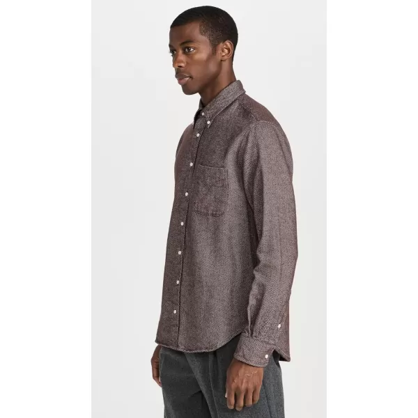 Gitman Vintage Mens Herringbone Cotton Flannel ShirtBrown