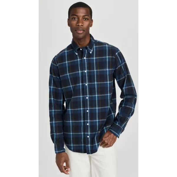 Gitman Vintage Mens Shaggy Check Cotton Button DownBlue