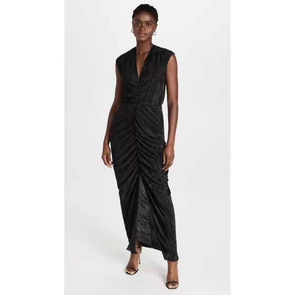 Good American Womens Always Fits Plisse Maxi DressBlack001