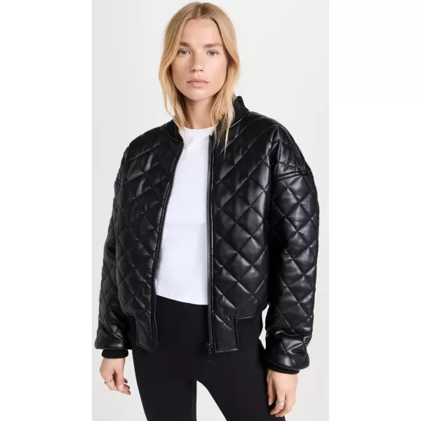 Good American Womens Better Than Leather Quilted BomberBlack001