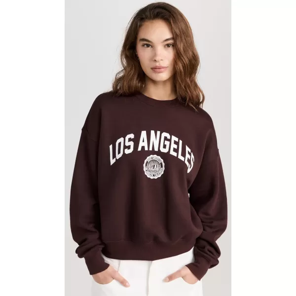 Good American Womens Brushed Fleece Graphic Crew Sweatshirt Los AngelesMalbec003