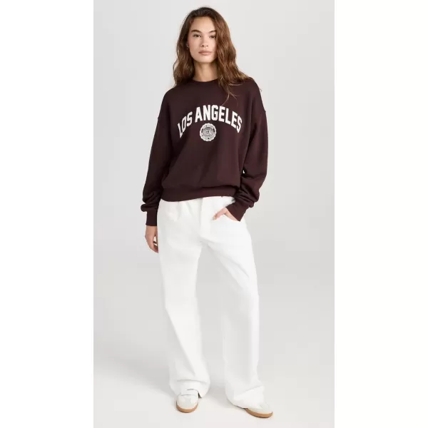 Good American Womens Brushed Fleece Graphic Crew Sweatshirt Los AngelesMalbec003