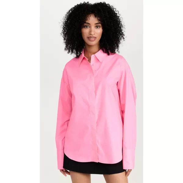 Good American Womens Coated Poplin Weekend ShirtKnockoutpink001