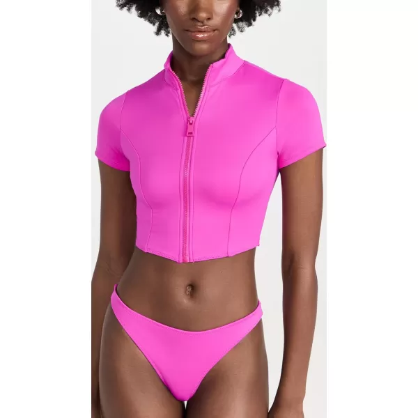 Good American Womens Good Compression Swim ShirtFuchsia Pink001