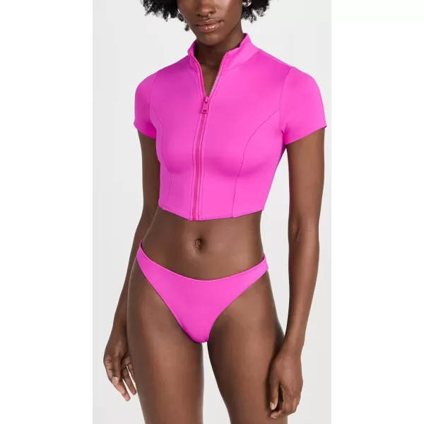 Good American Womens Good Compression Swim ShirtFuchsia Pink001