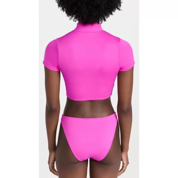 Good American Womens Good Compression Swim ShirtFuchsia Pink001