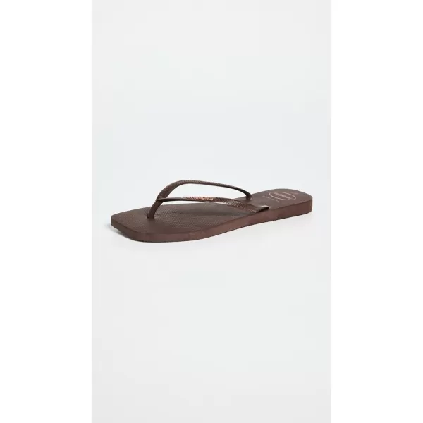 Havaianas Womens Slim Logo Popup Flip FlopsDark Brown