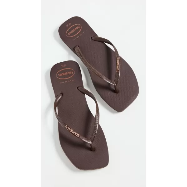 Havaianas Womens Slim Logo Popup Flip FlopsDark Brown