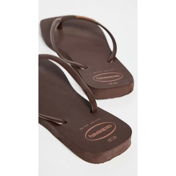 Havaianas Womens Slim Logo Popup Flip FlopsDark Brown