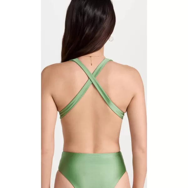 JADE Swim Womens Capri Bikini TopBasil Sheen