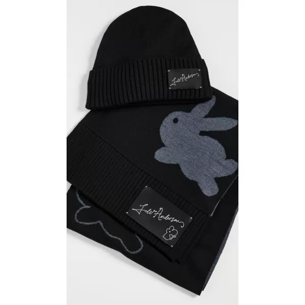 JW Anderson Mens Bunny Jacquard ScarfBlackCharcoal