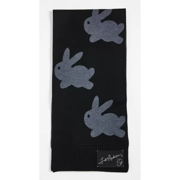 JW Anderson Mens Bunny Jacquard ScarfBlackCharcoal