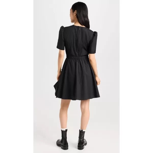 Jason Wu Womens Short Sleeve Cotton Crew Neck Dress with Ruffle SkirtBlack