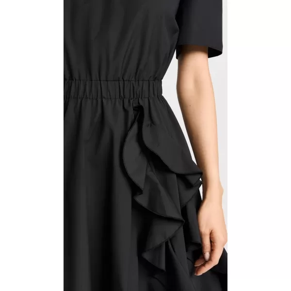 Jason Wu Womens Short Sleeve Cotton Crew Neck Dress with Ruffle SkirtBlack