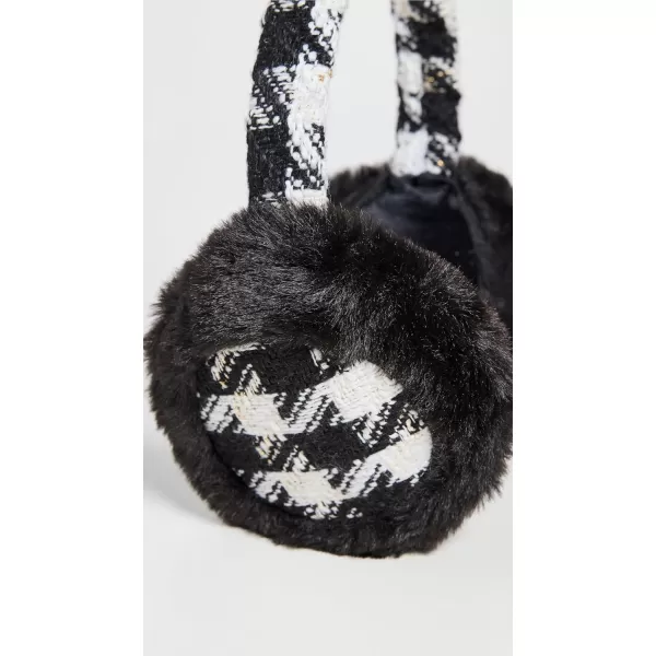 Jocelyn Womens Tweed Earmuffs with Faux FurBlackIvory