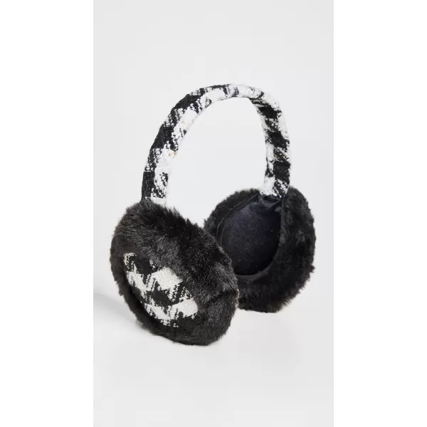 Jocelyn Womens Tweed Earmuffs with Faux FurBlackIvory