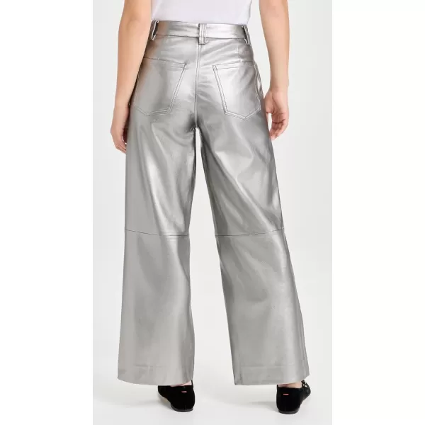 Joes Jeans Womens The Mia Vegan Leather Crop TrouserMetallic Silver