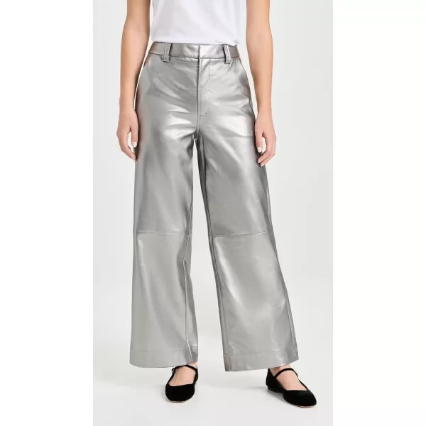 Joes Jeans Womens The Mia Vegan Leather Crop TrouserMetallic Silver