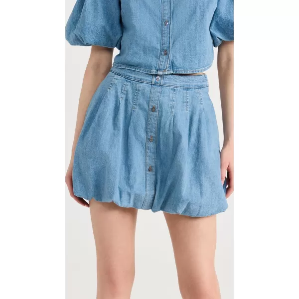 Jonathan Simkhai STANDARD Womens Smyth Denim Shirting Bubble Hem SkirtVatia