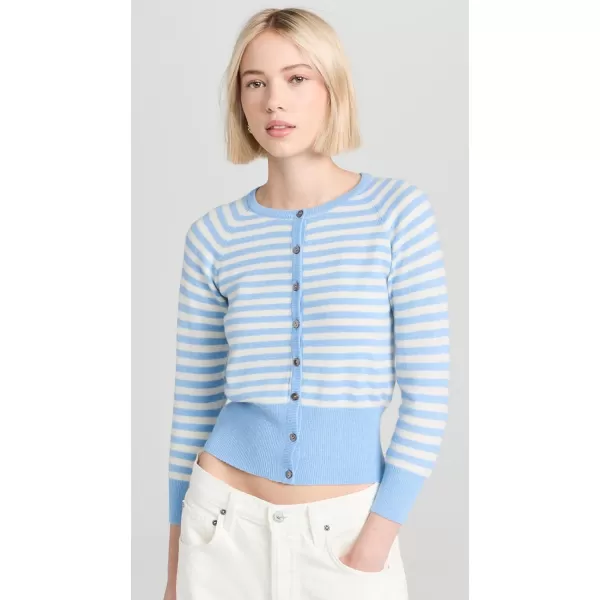 Jumper 1234 Womens Stripe Shrunken Cashmere CardiganWedgewood Cream