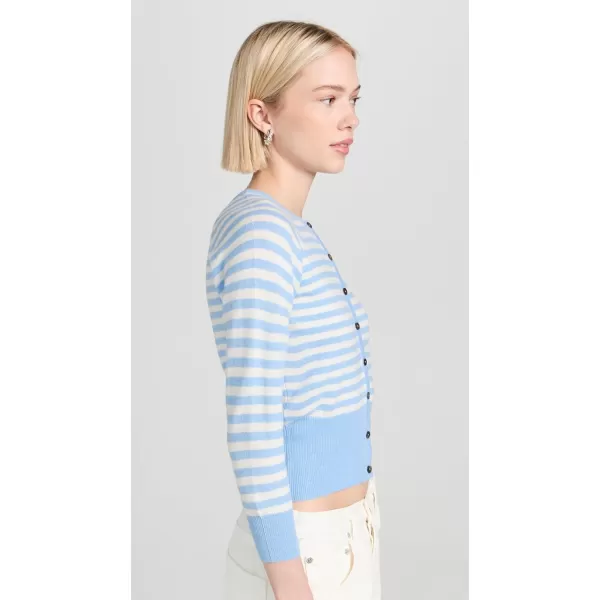 Jumper 1234 Womens Stripe Shrunken Cashmere CardiganWedgewood Cream