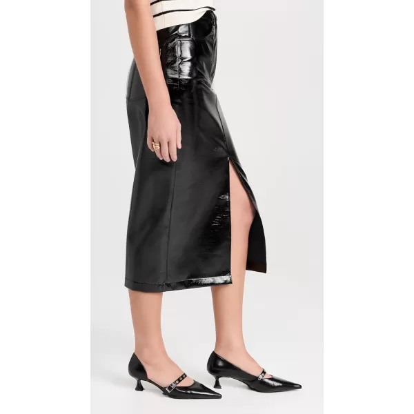 KITRI Womens Penny Black Vinyl Midi Skirt Black 8KITRI Womens Penny Black Vinyl Midi Skirt Black 8