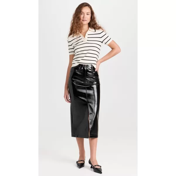 KITRI Womens Penny Black Vinyl Midi Skirt Black 8KITRI Womens Penny Black Vinyl Midi Skirt Black 8