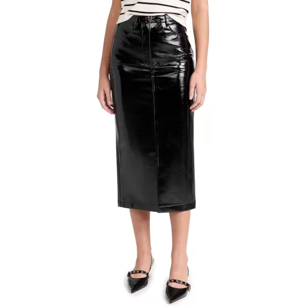 KITRI Womens Penny Black Vinyl Midi Skirt Black 8KITRI Womens Penny Black Vinyl Midi Skirt Black 8