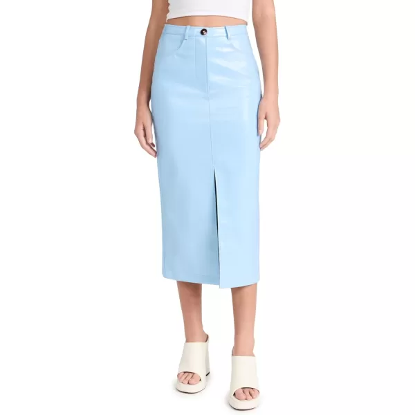 KITRI Womens Penny Blue Vinyl Midi Skirt Cornflower Blue 4KITRI Womens Penny Blue Vinyl Midi Skirt Cornflower Blue 4