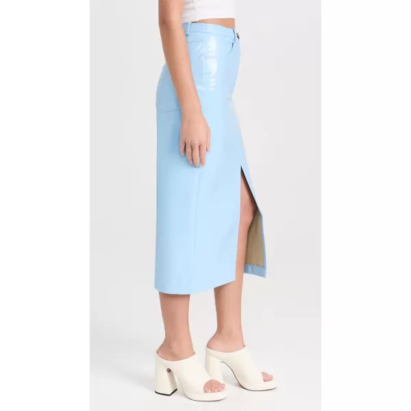 KITRI Womens Penny Blue Vinyl Midi Skirt Cornflower Blue 4KITRI Womens Penny Blue Vinyl Midi Skirt Cornflower Blue 4