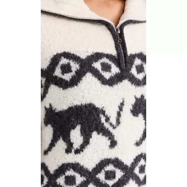 KITRI Womens Uma Boucle Knit SweaterEcru Animal