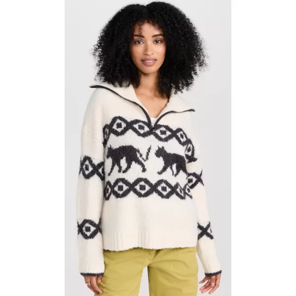 KITRI Womens Uma Boucle Knit SweaterEcru Animal