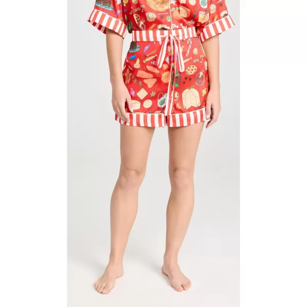 Karen Mabon Womens Holiday Feast Shorts PJ SetRed