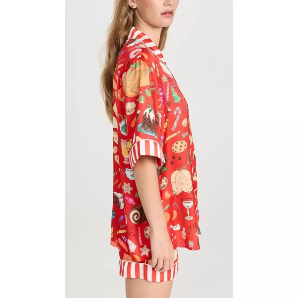 Karen Mabon Womens Holiday Feast Shorts PJ SetRed