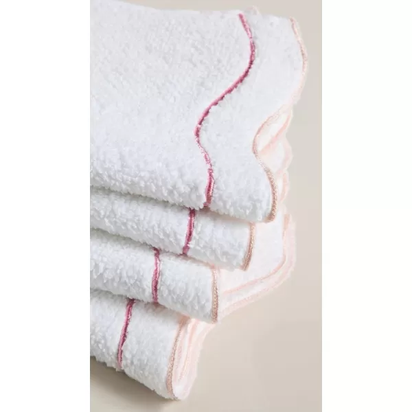 Kassatex Womens Shopbop X Scalloped Washcloth SetWhitePink