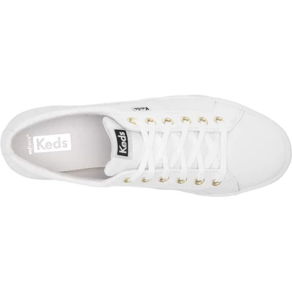 Keds Womens Jump Kick Duo Lace Up SneakerWhiteGold Leather