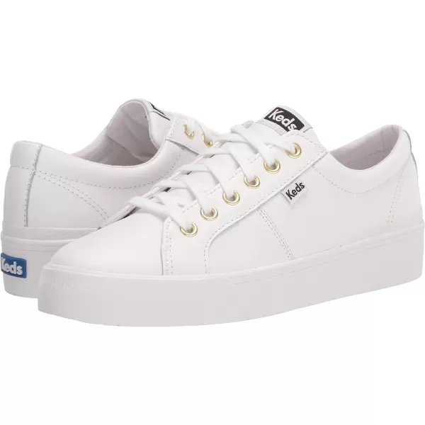 Keds Womens Jump Kick Duo Lace Up SneakerWhiteGold Leather