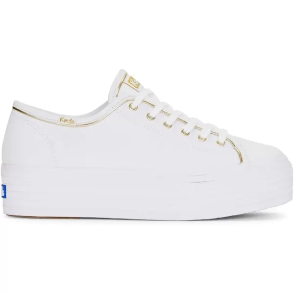 Keds Womens Triple Up Canvas SneakerWhiteGold Piping