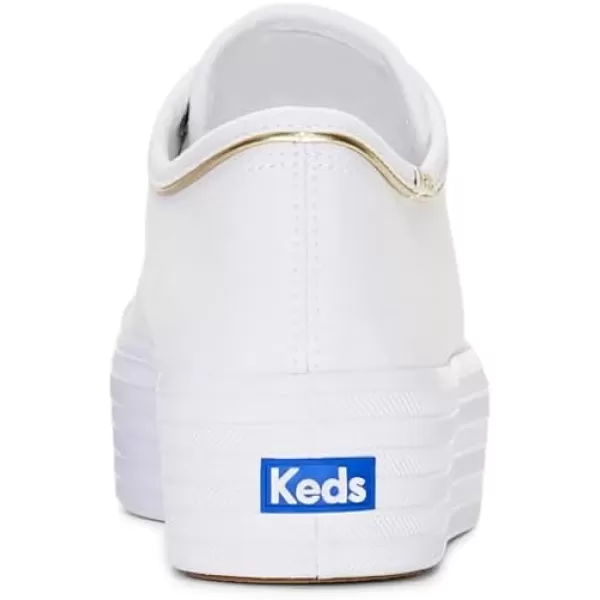 Keds Womens Triple Up Canvas SneakerWhiteGold Piping