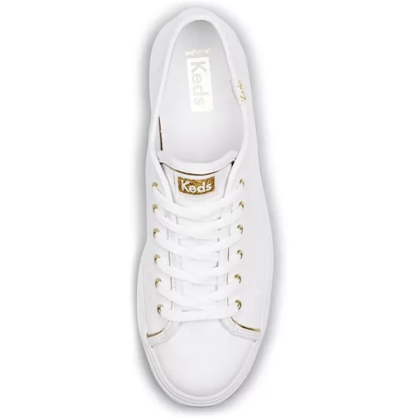 Keds Womens Triple Up Canvas SneakerWhiteGold Piping