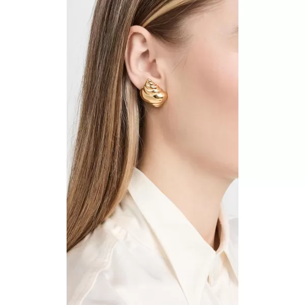 Kenneth Jay Lane Womens Polished Shell EarringsGold