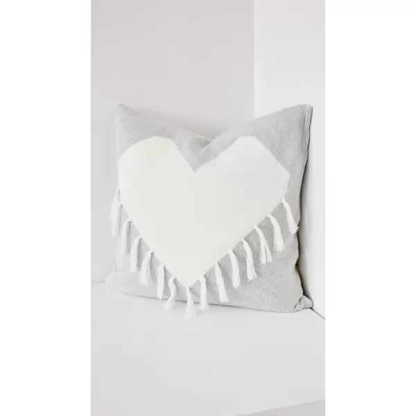 Kerri Rosenthal Womens Fringed KR Heart Sweater Pillow Silver Fox One SizeSilver Fox