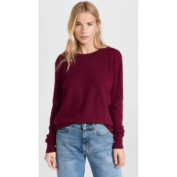 Kerri Rosenthal Womens Patchwork Pullover Cashmere SweaterBurgundy