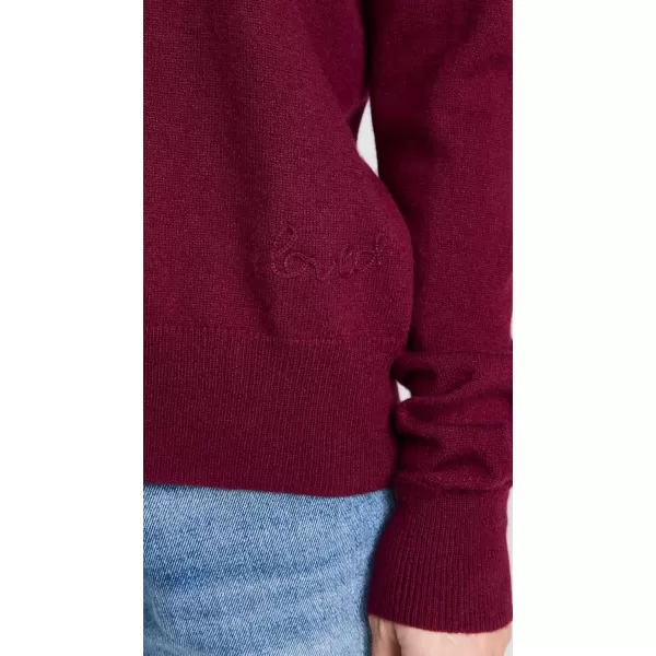 Kerri Rosenthal Womens Patchwork Pullover Cashmere SweaterBurgundy