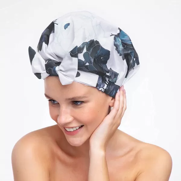 Kitsch Luxury Shower Cap for Women Waterproof  Reusable Shower Cap Hair Cap for Shower Waterproof Hair Shower Caps for Long Hair NonSlip Cute Shower Cap One Size Chic Shower Bonnet  StripeFloral