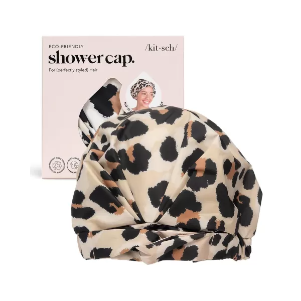 Kitsch Luxury Shower Cap for Women Waterproof  Reusable Shower Cap Hair Cap for Shower Waterproof Hair Shower Caps for Long Hair NonSlip Cute Shower Cap One Size Chic Shower Bonnet  StripeLeopard