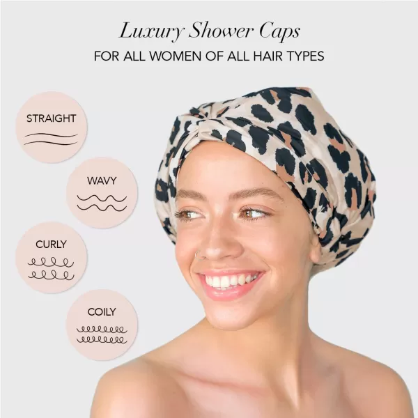 Kitsch Luxury Shower Cap for Women Waterproof  Reusable Shower Cap Hair Cap for Shower Waterproof Hair Shower Caps for Long Hair NonSlip Cute Shower Cap One Size Chic Shower Bonnet  StripeLeopard