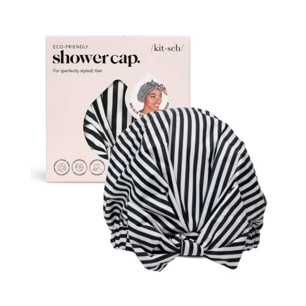 Kitsch Luxury Shower Cap for Women Waterproof  Reusable Shower Cap Hair Cap for Shower Waterproof Hair Shower Caps for Long Hair NonSlip Cute Shower Cap One Size Chic Shower Bonnet  StripeStripe